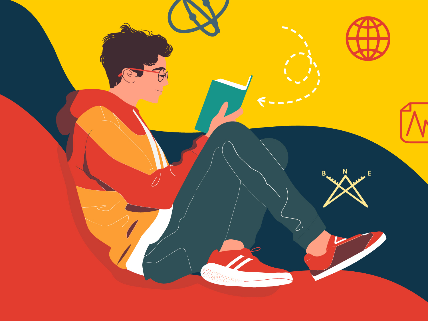 A young person reading a book