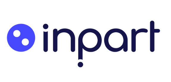 a blue-ish circle with two diagonally-placed dots and the word 'inpart'.