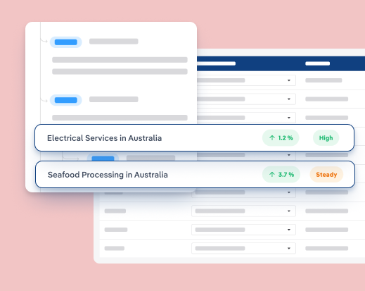 Screen showing IBISWorld industry intelligence data insights